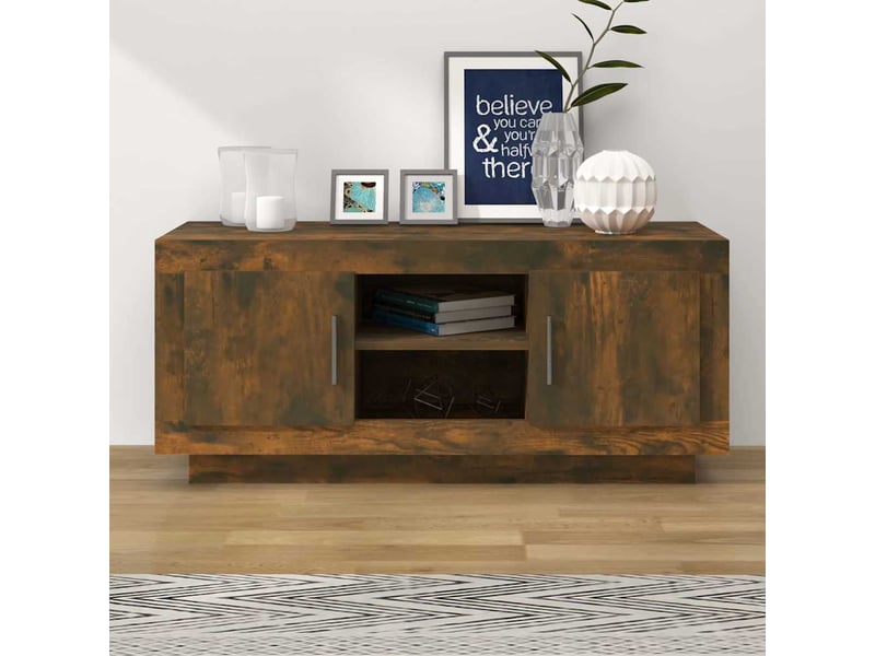  Meuble tv - banc tv - meuble de rangement chêne fumé 102x35x45 cm bois d'ingénierie  - Conforama B