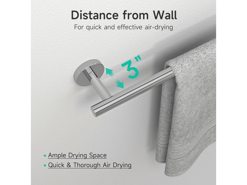  Barre porte-serviettes, porte-serviettes en acier inoxydable, convient pour la salle de bain ou la cuisine (40 cm, argent brillant)  - Conforama C
