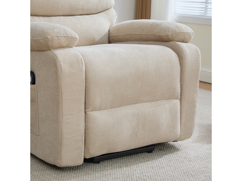  Fauteuil releveur électrique beige clair, fauteuil relax massant avec chauffage, inclinaison motorisée pour le salon  - Conforama D