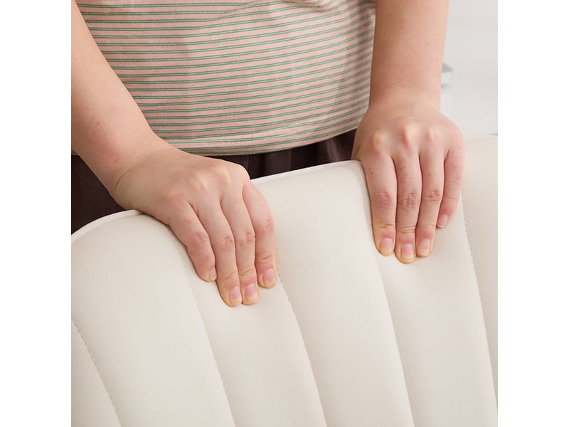  Chaise de bureau pivotante réglable en hauteur avec assise épaisse - lpospi - dossier ergonomique, velours - blanc  - Conforama E