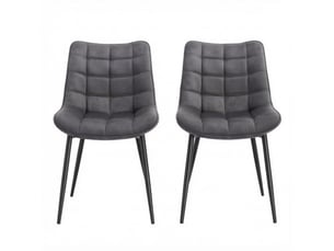 Chaise de salle à manger 2 pièces en velours avec dossier ergonomique et pieds métalliques gris foncé