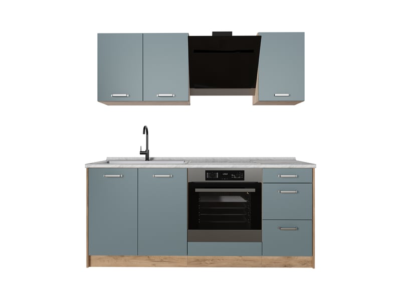  Vicco cuisine, bleu-grischêne doré, 180cm, pt marbre  - Conforama A