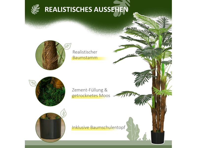  Palmier artificiel 160 cm – vert – 36 branches façonnables avec pot lesté pour intérieur et extérieur  - Conforama E