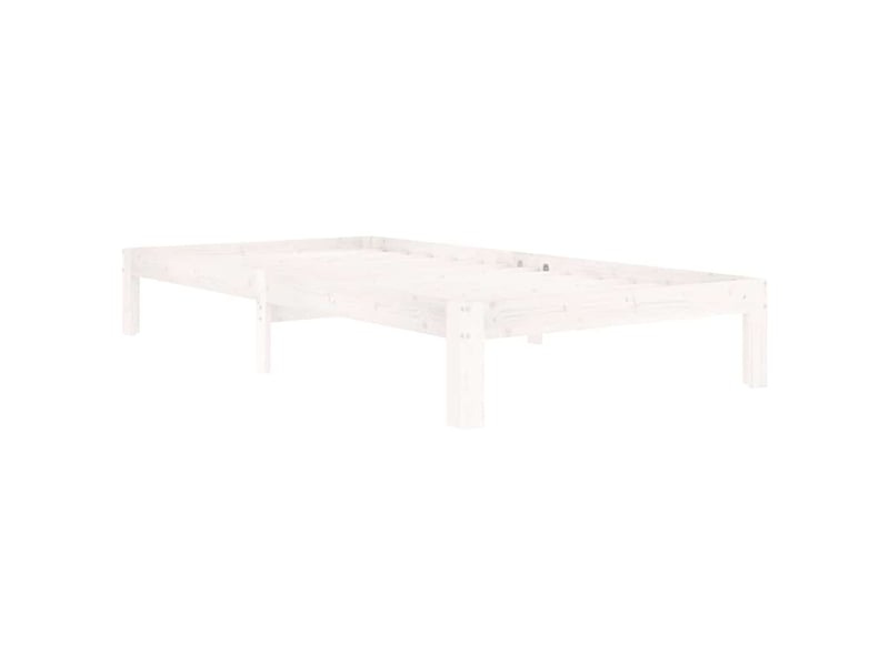  Lit simple- lit adulte -  cadre de lit sans matelas blanc bois de pin massif 100x200 cm  - Conforama B