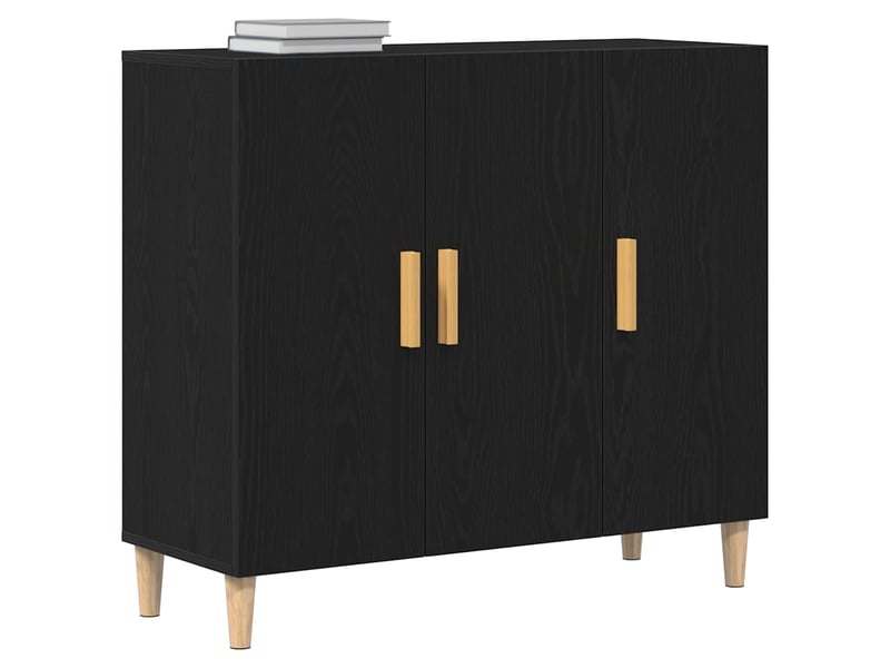  Buffet - bahut - meuble de rangement chêne noir 90 x 34 x 80 cm bois d'ingénierie  - Conforama C