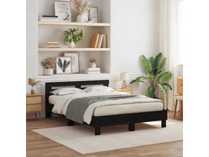 Lit adulte, lit double, cadre de lit chêne noir 150x200cm bois d'ingénierie cf6087