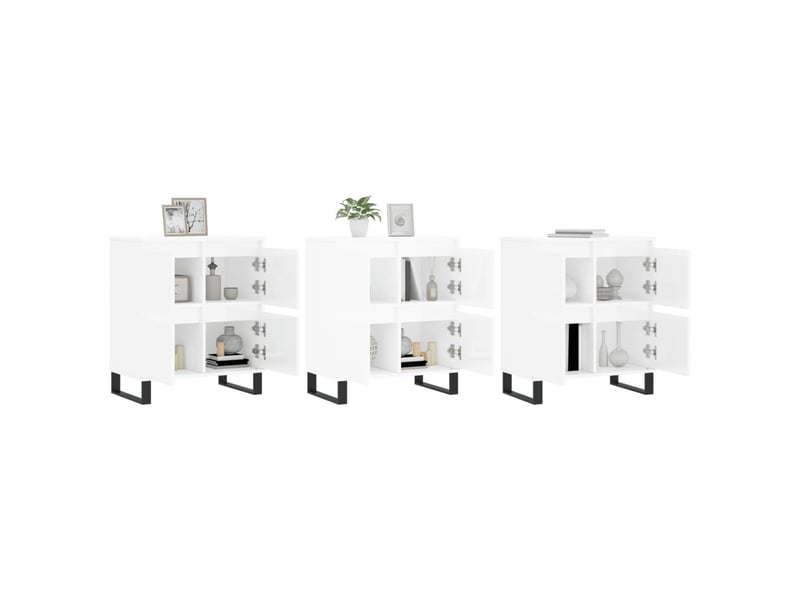  Buffets 3 pcs - bahut - meuble de rangement blanc brillant bois d'ingénierie  - Conforama C