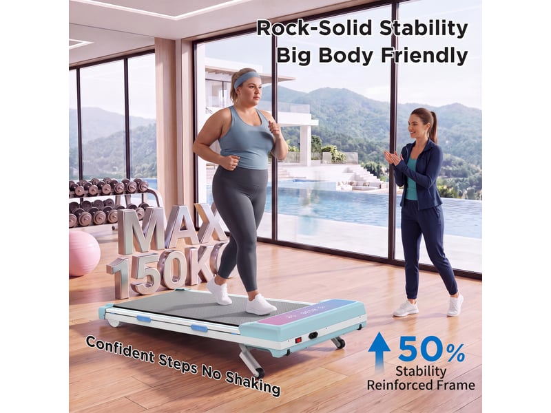  Tapis de marche pliable avec inclinaison automatique 15 %, moteur silencieux, 1–8 kmh, charge max. 150 kg, télécommande  - Conforama C