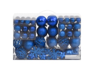Ensemble de boules de noël 111 pièces bleu polystyrène