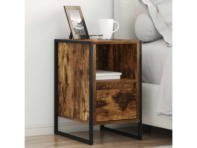  Table de chevet avec tiroir 2 pièces chêne fumé 39,5 x 30 x 50 cm  - Conforama B