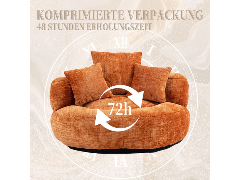 Canapé lounge dossier haut - 3 coussins, intérieur et extérieur, beige et orange, canapé détente salon - Conforama D