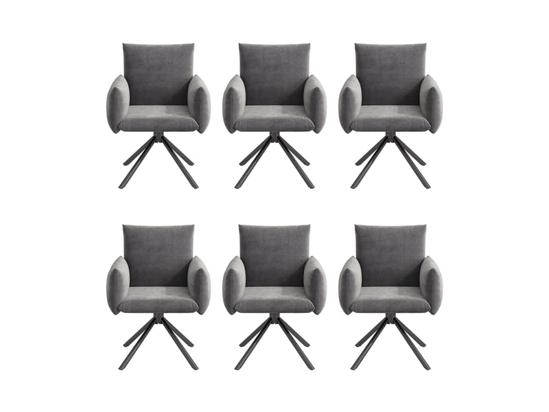  Lot de 6 chaises de salle à manger pivotantes 360° en velours gris  - Conforama A