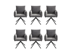 Lot de 6 chaises de salle à manger pivotantes 360° en velours gris