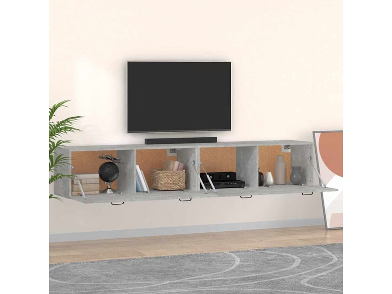  Armoires murales 2 pcs, meuble de rangement salon gris béton 100x36,5x35 cm shl2534  - Conforama C