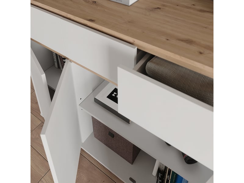  Vicco commode avec tiroirs, blancchêne artisan, 119.8x101.9cm  - Conforama D