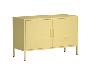 Armoire métallique jaune avec étagères réglables, rangement maison facile à nettoyer