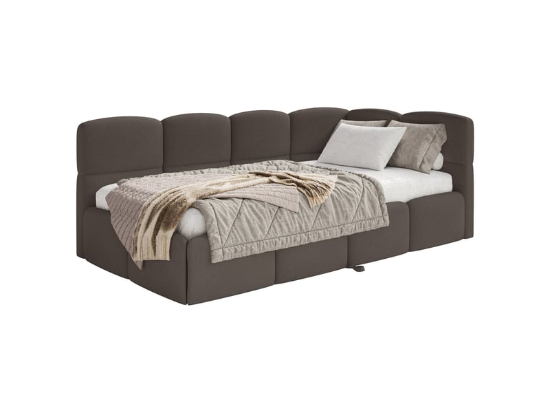  Selsey cloudy - lit rembourré - 170x185 cm - chenille marron - côté droit Cloudy - Conforama A