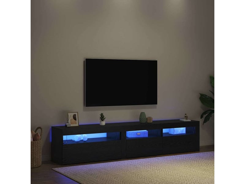 Meuble tv - banc tv - meuble de rangement 2 pcs chêne noir bois d'ingénierie - Conforama E