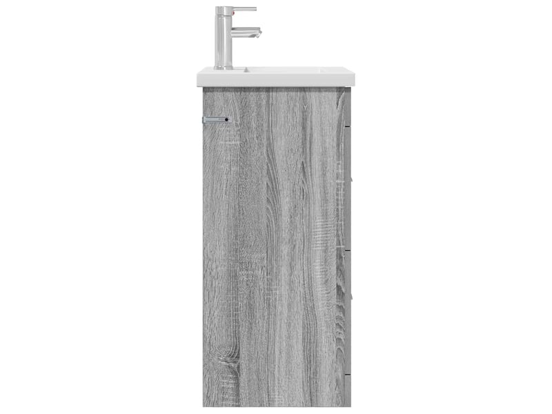 Meuble salle de bain avec évier, meuble de rangement sonoma gris shl8125 - Conforama D
