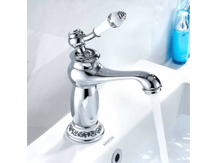 Robinet de lavabo en laiton céramique noir et blanc, alimentation en eau chaude et froide, tuyau non inclus (finition chromée)