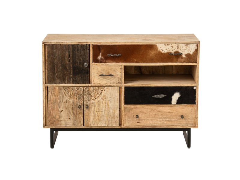  Buffet 4 tiroirs &amp; 3 portes en bois jonas 115cm naturel  - Conforama B