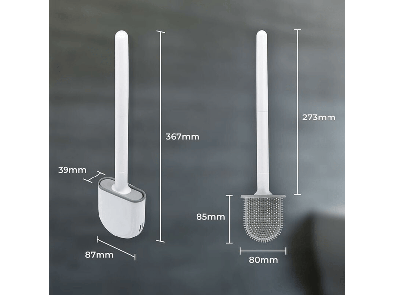 2 brosses toilette silicone avec supports, long manche plastique, nettoyage en profondeur - Conforama D