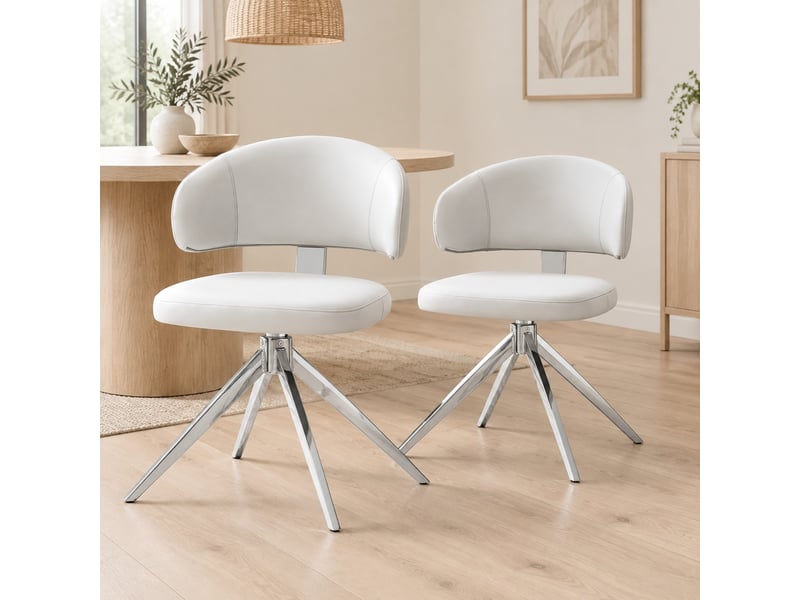  Fauteuil pivotant 360° avec dossier rembourré  - pieds métal antidérapants, pu gris clair  - Conforama C