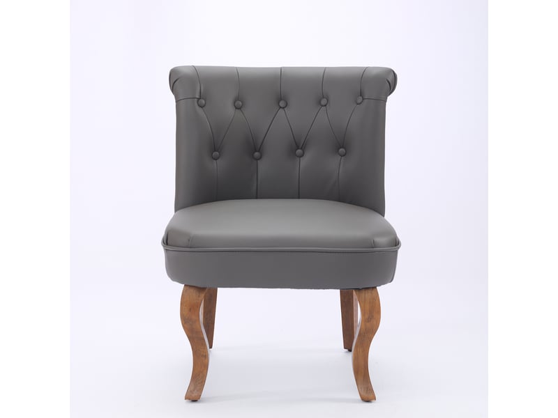  Chaise de salon,56x60x72 cm,avec dossier capitonné,cuir,gris  - Conforama D