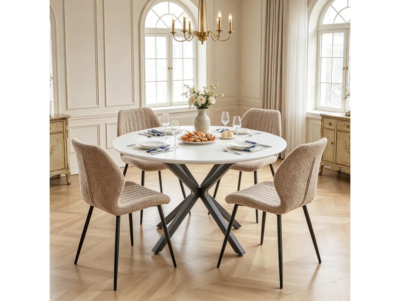  Chaises de salle à manger lot de 4 rembourrées marron evryae  - Conforama B