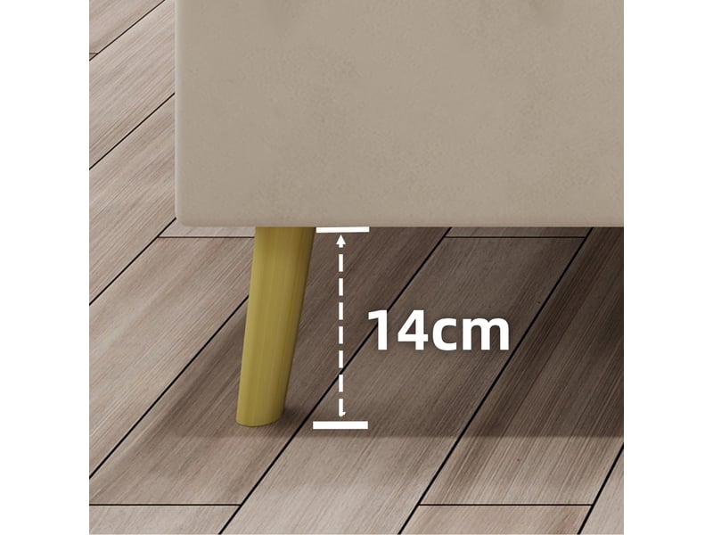  Lit enfant 140x200 cm avec tête cartoon, tissu et métal, beige, sans matelas  - Conforama D