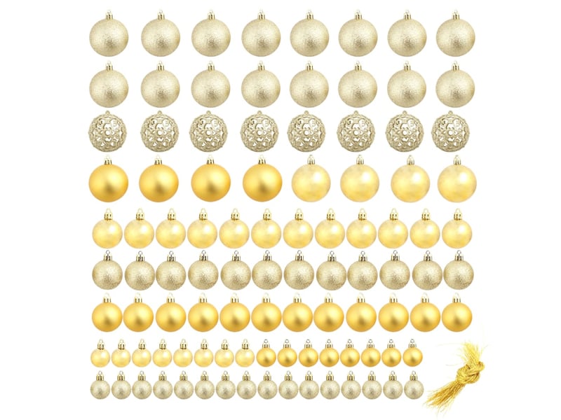  Ensemble de boules de noël 100 pcs 346 cm doré  - Conforama A