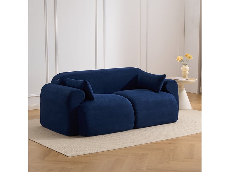  Canapé 2 places modenvie bleu foncé en velours côtelé 186 x 95 x 76 cm  - Conforama B