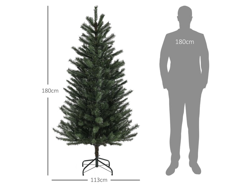  Sapin de noël artificiel 180 cm arbre de noël avec support en acier pliable, 467 branches, décoration de noël, vert  - Conforama E