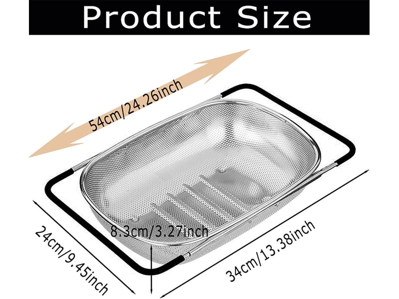  Passoire evier, passoire cuisine inox, passoire pliable, passoire fine cuisine, pour laver les légumes et les fruits, extensible, ustensiles de cuisin DNUIT001988M-XSJ - Conforama B