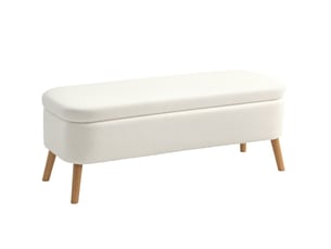 Banc de rangement tcqpz 120 x 42 x 45 cm 65 l tissu bouclette blanc crème