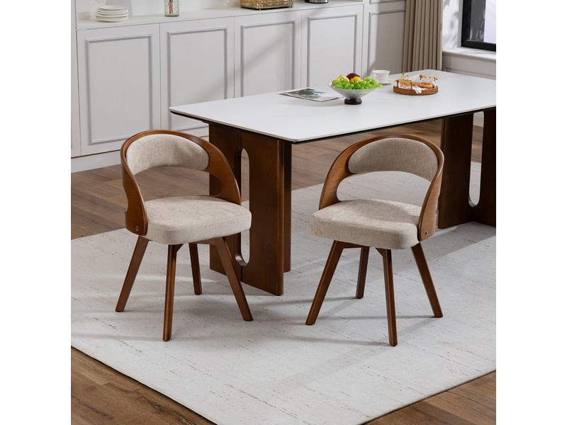  Lot de 2 chaises de salle à manger pivotantes avec assise rembourrée et dossier ergonomique en lin kaki 44 × 41 × 75 cm  - Conforama C