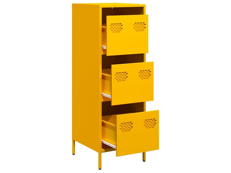  Buffet haut - bahut - meuble de rangement jaune moutarde 39x35x103,5 cm acier  - Conforama D