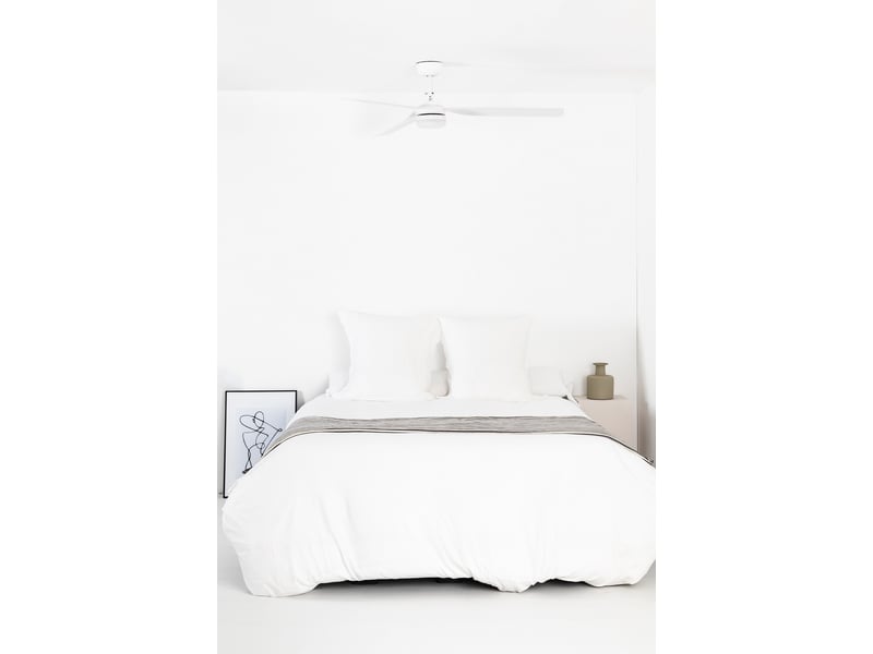  Faro ventilateur de plafond avec lumiere led acier blanc mat moteur dc 6 vitesses fonction inversee compatible plafonds inclines punt m faro-338141s  - Conforama C