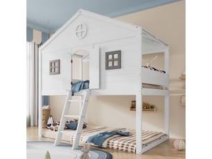 Lit mezzanine 90x200 cm <strong>NAHILIMI</strong> <strong></strong> coloris blanc