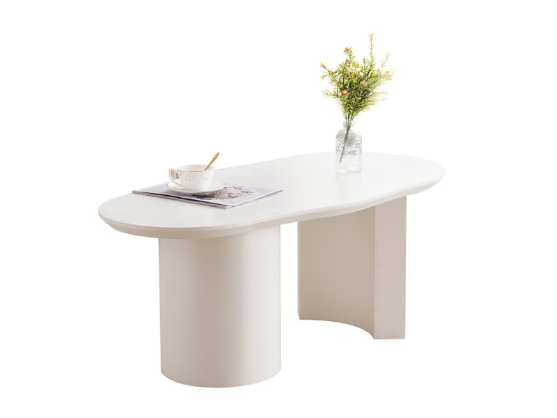  Table basse design irrégulier 100 cm - plateau aux bords arrondis - mdf - blanc CozyNest - Conforama A