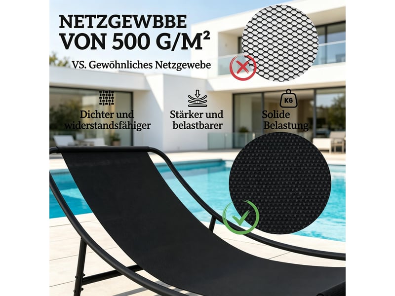  Lot de 2 fauteuils à bascule de jardin,64x101x71 cm,mesh,gris foncé et noir  - Conforama D