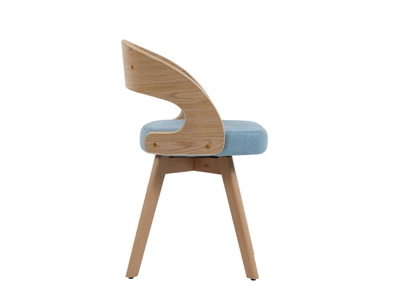  Chaises de salle à manger bois lot de 2 bleues avec assise pivotante et dossier courbé en lin  - Conforama D
