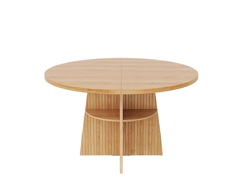  Table à manger extensible - 110 x 110 x 77.5 cm - table de cuisine 2-8 personnes avec étagère de rangement - bois naturel  - Conforama D