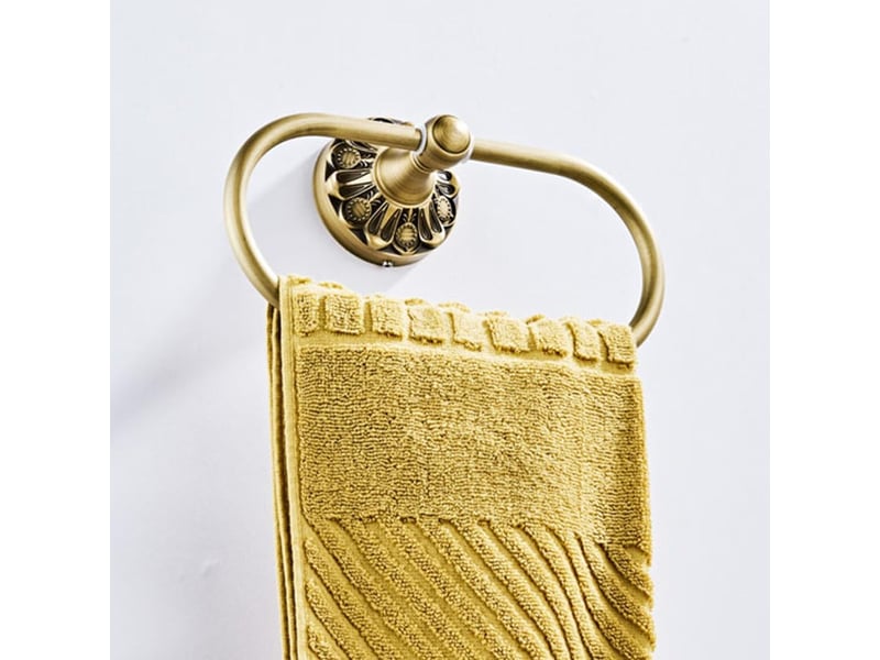  Anneau porte-serviette ovale sakae en laiton vieilli, finition bronze brossé, mural pour salle de bain et toilettes  - Conforama D