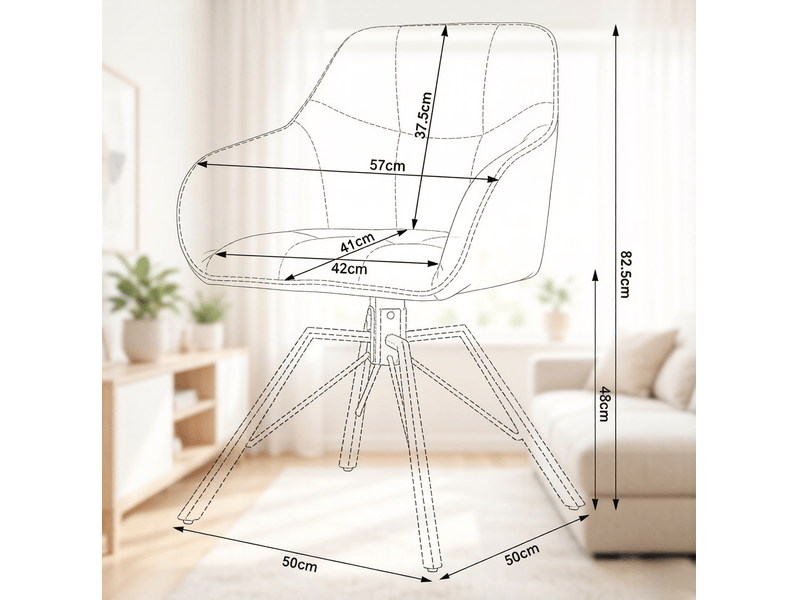  Lot de 2 chaises de salle à manger 57x50x82,5cm, structure métallique noir rose, pivotante, avec accoudoirs et dossier  - Conforama C