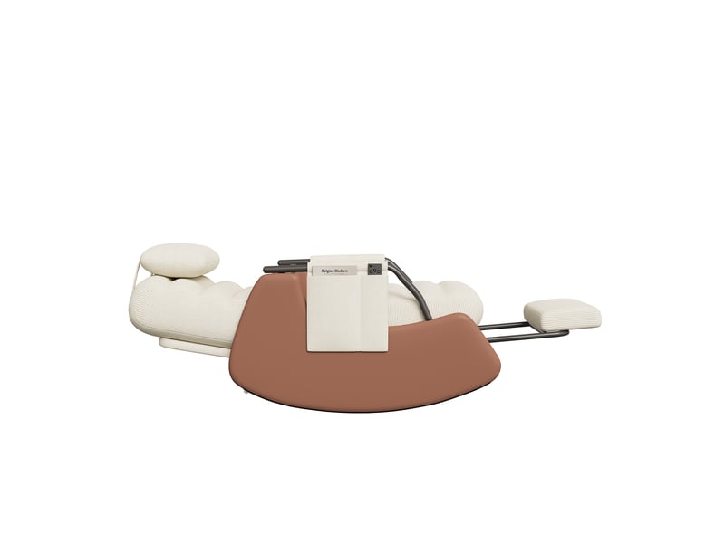  Fauteuil à bascule - 67 x 91,5 x 92 cm - beige - en tissu velours côtelé - chaise à bascule inclinable avec repose-pieds et appuie-tête  - Conforama A