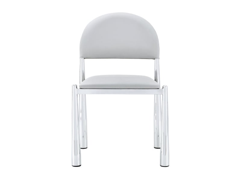  2 chaises de salle à manger modernes - dossier arrondi - assise pu - pieds métal - hauteur 80 cm - sans table  - Conforama A