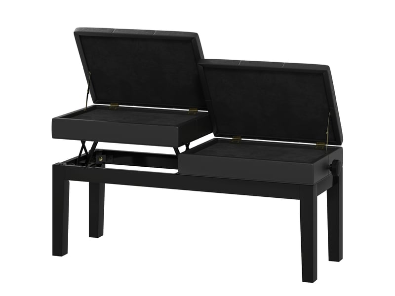  Banc de piano noir réglable en hauteur avec rangement et banquette capitonnée pour clavier  - Conforama A
