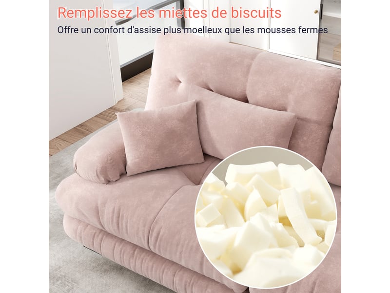 Canapé d'angle modulaire - truxen8 - 4 places - chenille rose - ottoman mobile - Conforama W