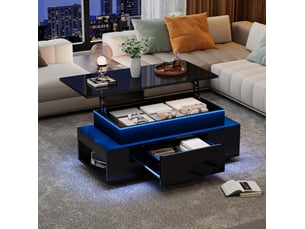 Table basse rectangulaire coloris noir OKWISH - 45 cmx96 cm